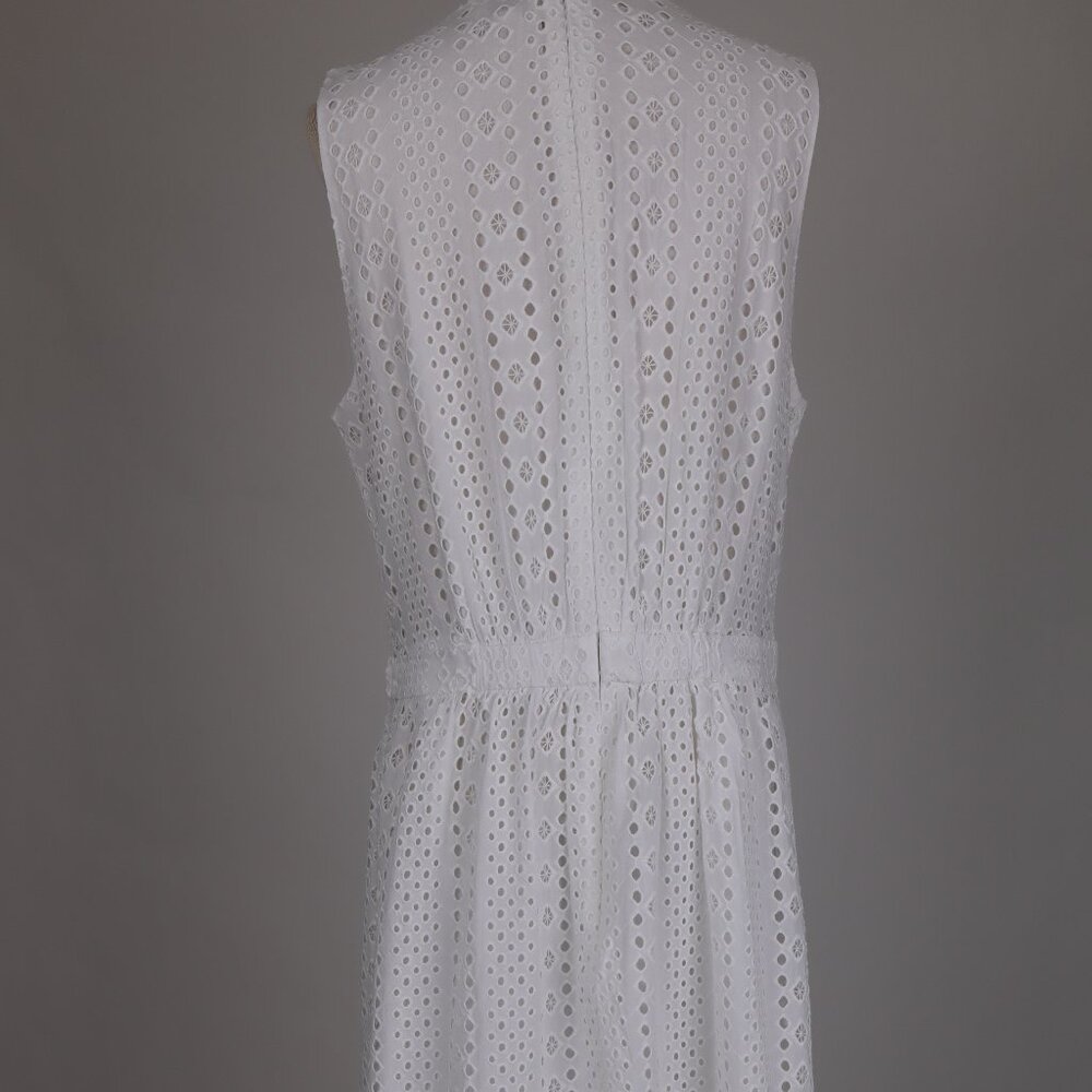 🌺 J. Crew NWT White Eyelet Ruffled Midi Cotton Sleeveless Tiered Summer Dress 0 - Picture 6 of 8